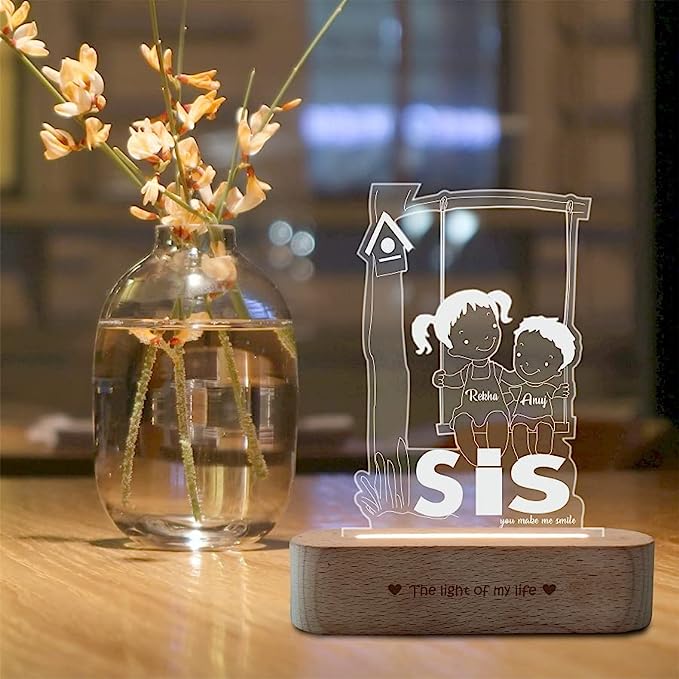 Brother & Sister - Personalized Engraved Lamp