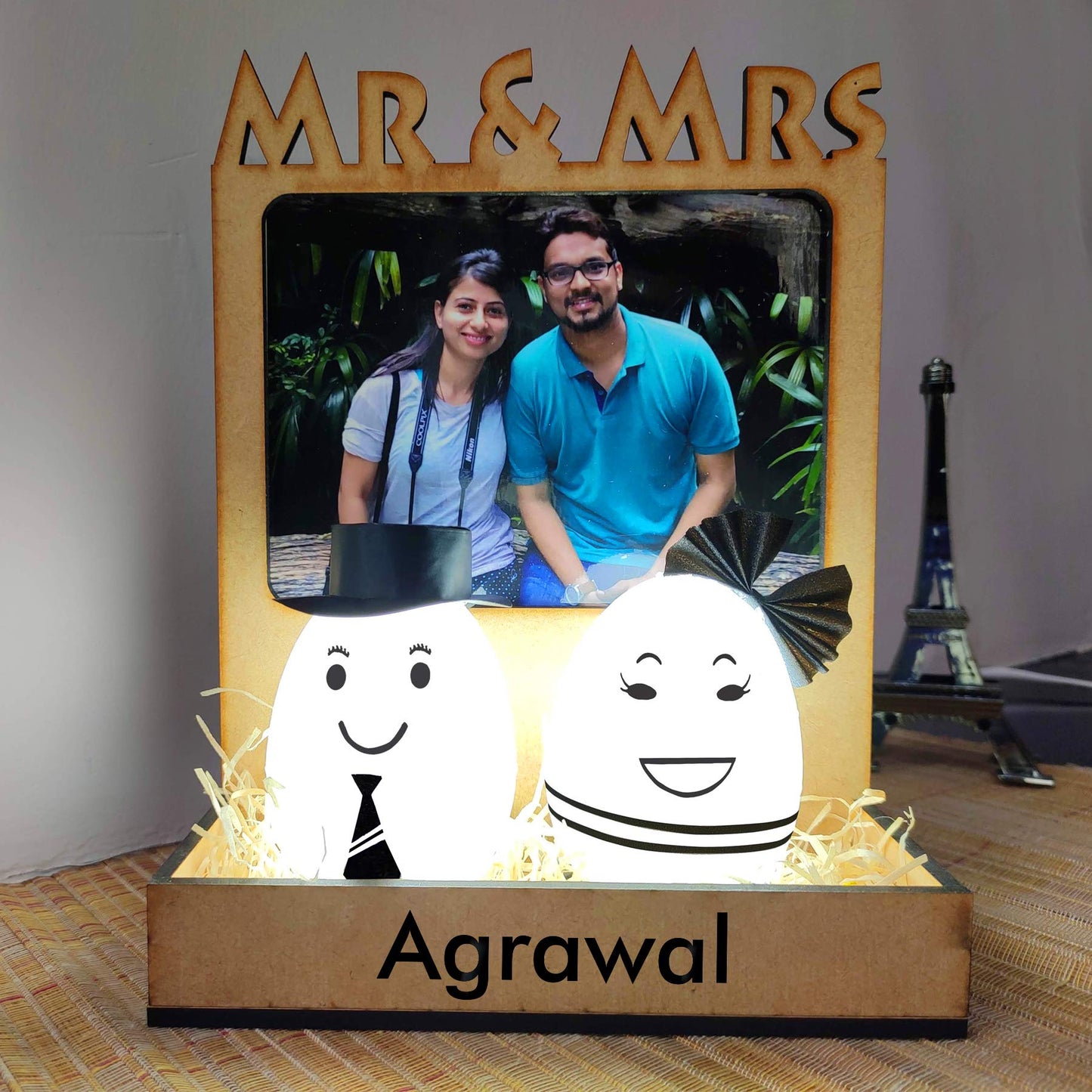 Led Photo Frames - Zoci Voci Personalized Gifts For Wife/Husband/Couple/Parents (Happy Marriage)