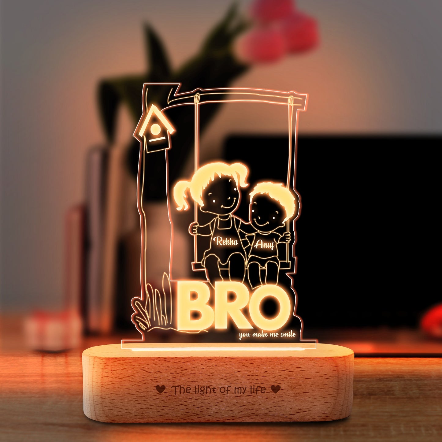 Brother & Sister - Personalized Engraved Lamp