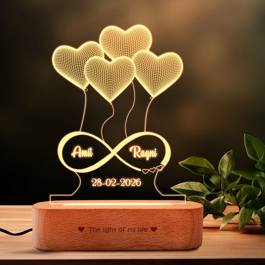 3D Illusion Heart Lamp With Names